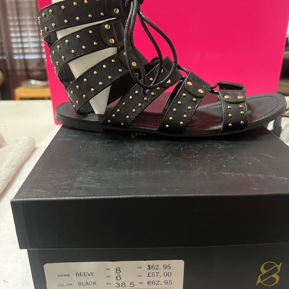 Black Studded Gladiator Sandals